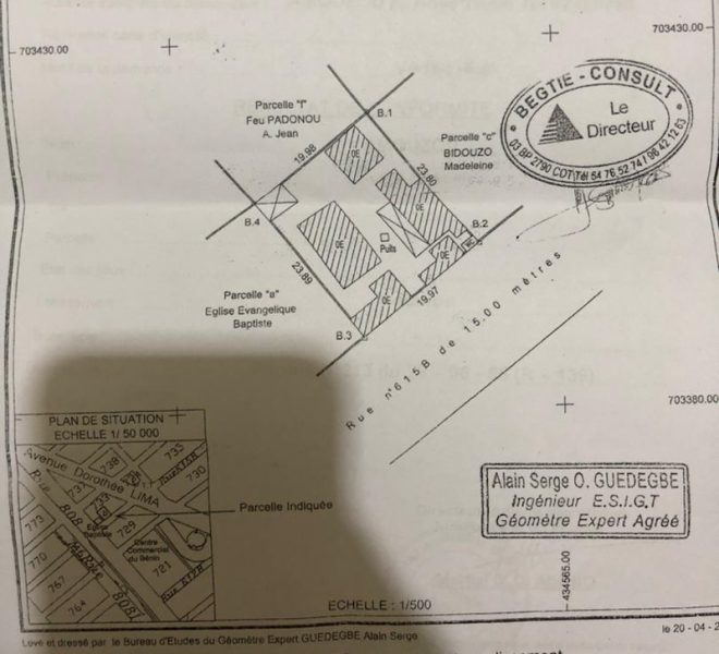 Terrain à vendre à Cotonou Gbégamè 1